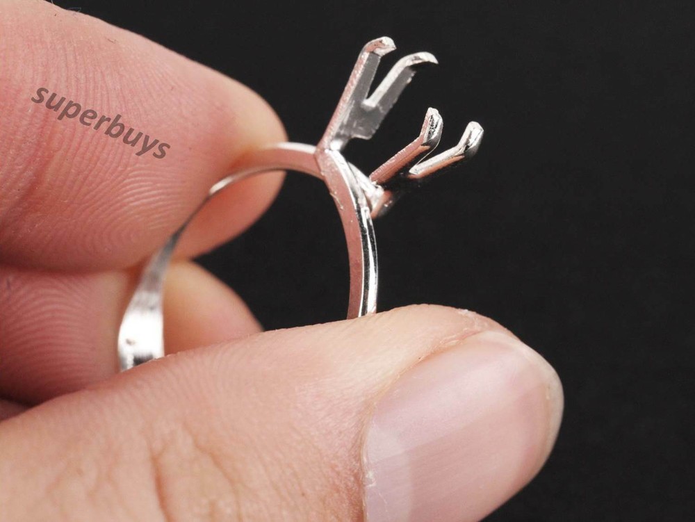 Silver Adjustable Display Ring Gemstone Holder Jewellery Spring Prong Claw Gem