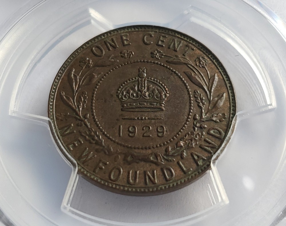 1929 NEWFOUNDLAND (CANADA) 1 CENT - PCGS CERTIFIED MS62 - LARGE ONE CENT