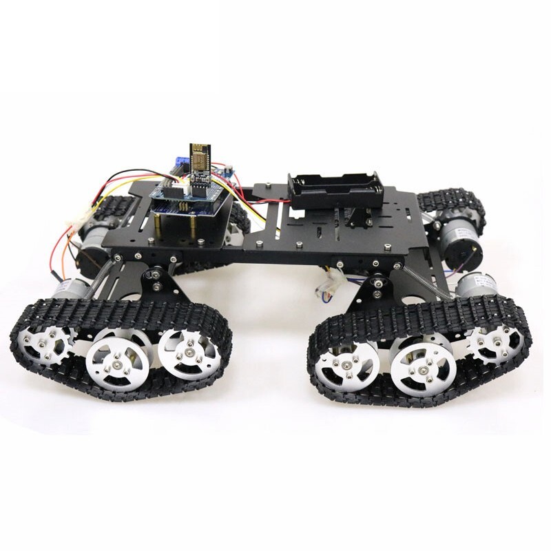 4WD Robot Tank Chassis Kit Chassis + Joystick Control + 4pcs Motors w/ Encoder