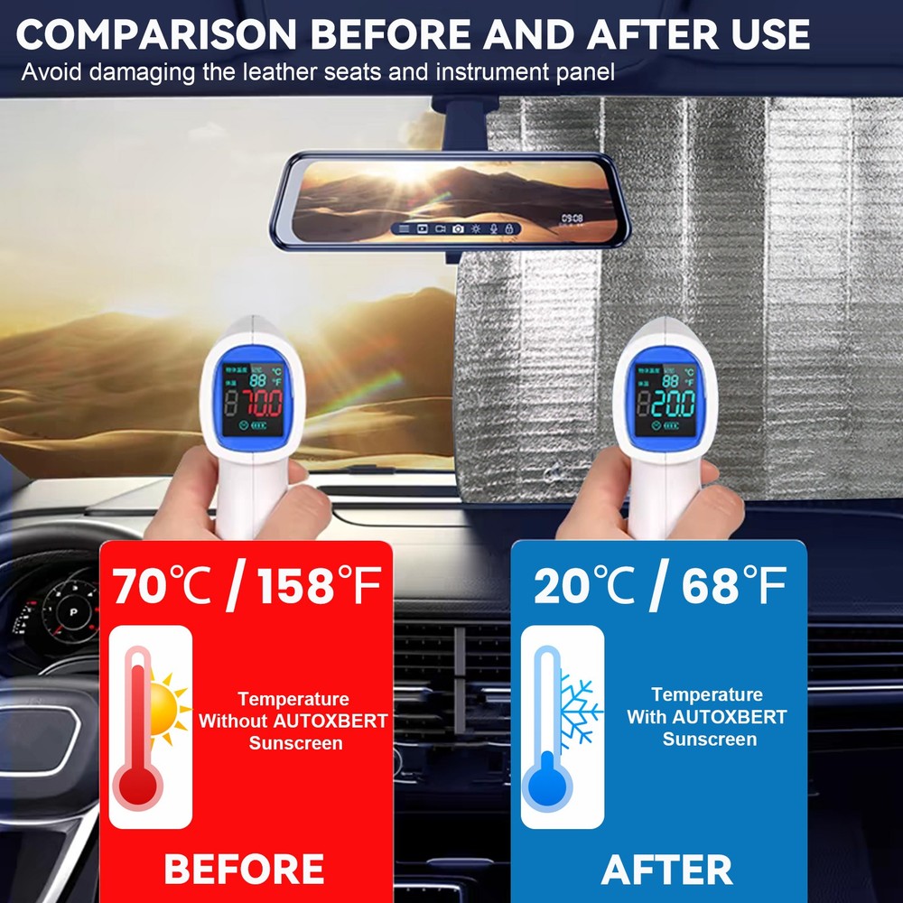 2 Sets Car Windshield Front Window Sun Shade Shield Cover Visor Block Universal