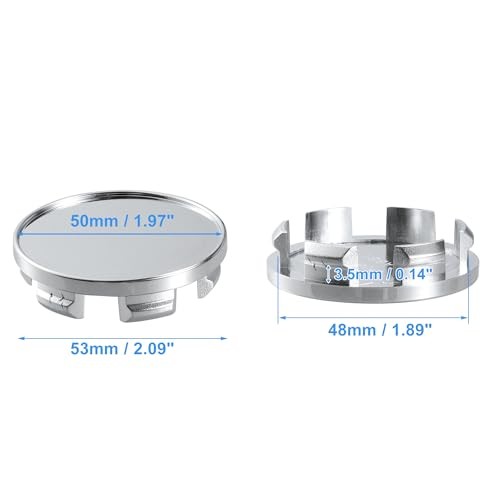 48mm Inner Diameter 6 Clips 53mm Overall Outer Diameter Wheel Rim Silver Tone