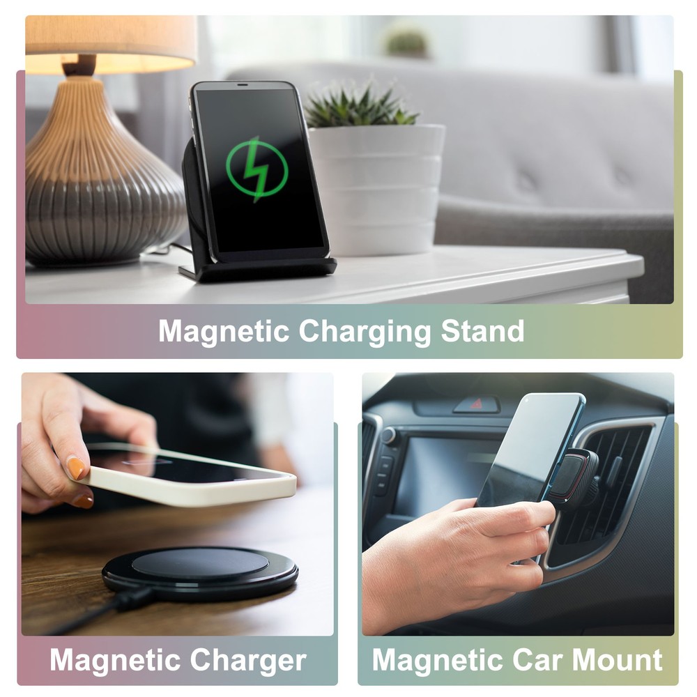 2Pcs Magnetic Sticker Ring Universal Magnetic Adapter Ring Light Green