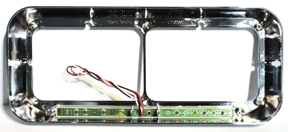 Dual Rectangular Headlight Bezel Clear Lens 19 Amber LEDs Plastic UP#32359 Pair