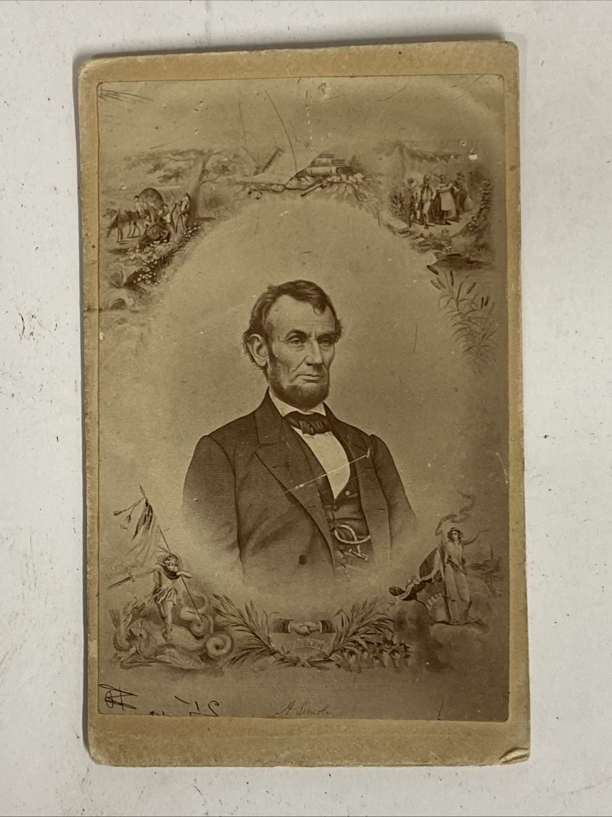 CDV Abraham Lincoln 1862 Stamp C.H. Wright Authentic Original Rare ￼