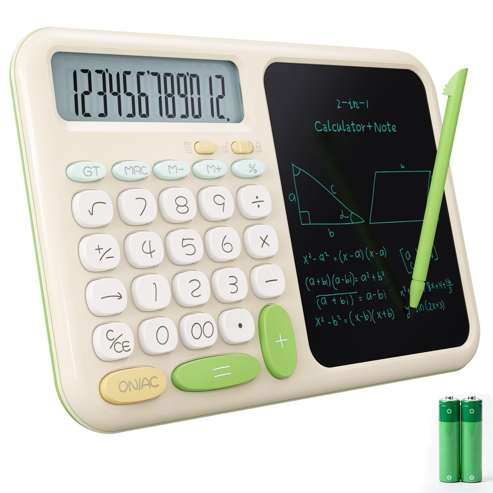 Desk Basic Calculator with Notepad for School Cute Simple Big Button Standard...