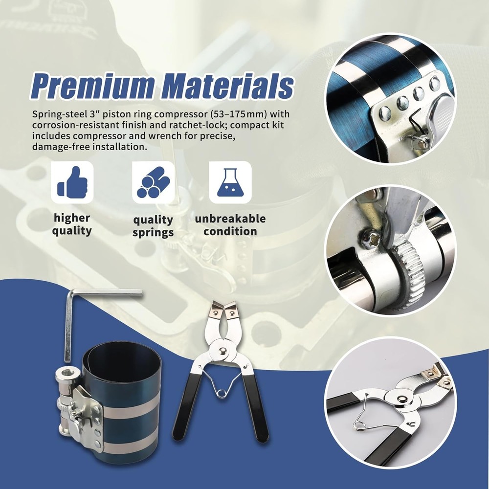 3 Inch Piston Ring Compressor Tool Car Engine Piston Ring Installer Removal Kit