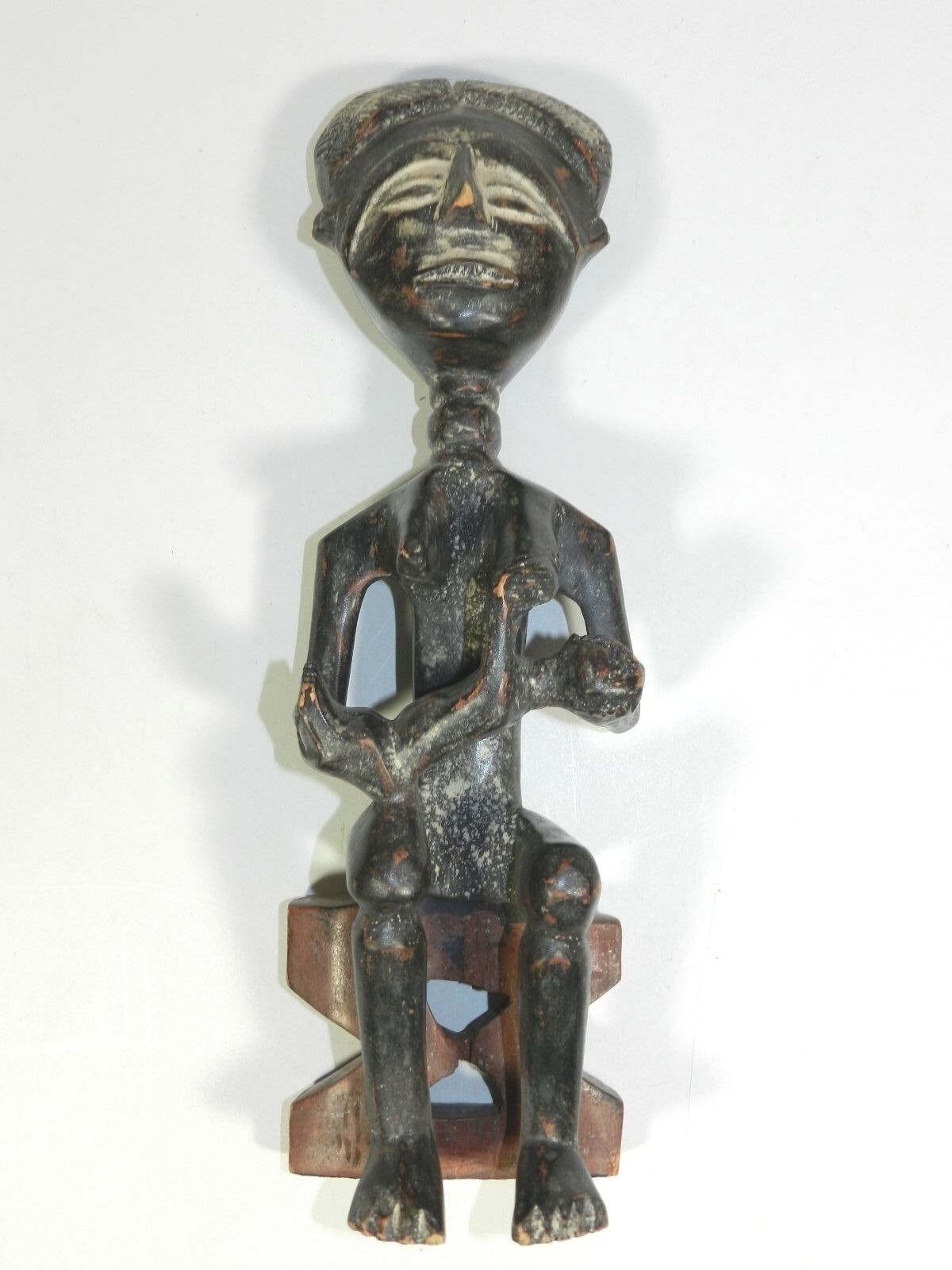 Vintage African Hand Carved Guardian Figure 14.75" Tribal Wood Sculpture