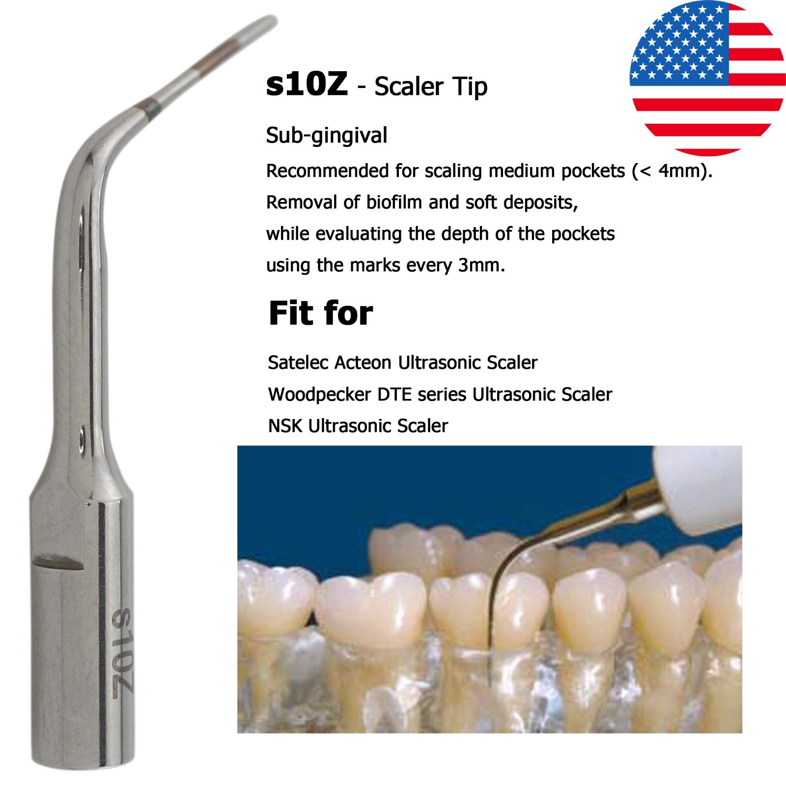 Dental ACTEON NEWTRON P5 XS Ultrasonic Scaler Handpiece Satelec Piezo Tips H3 1S