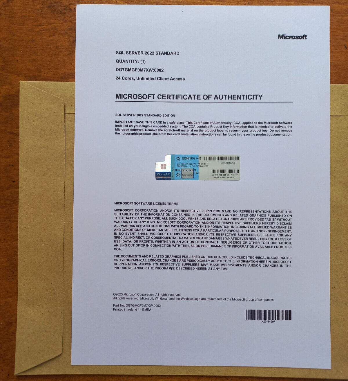 MS SQL Server 2022 Standard Retail 24 Core License, unlimited User CAL