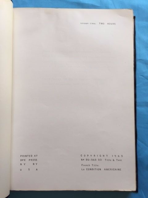 THE QUARANTINE. *INSCRIBED UNPRODUCED FILM SCRIPT*