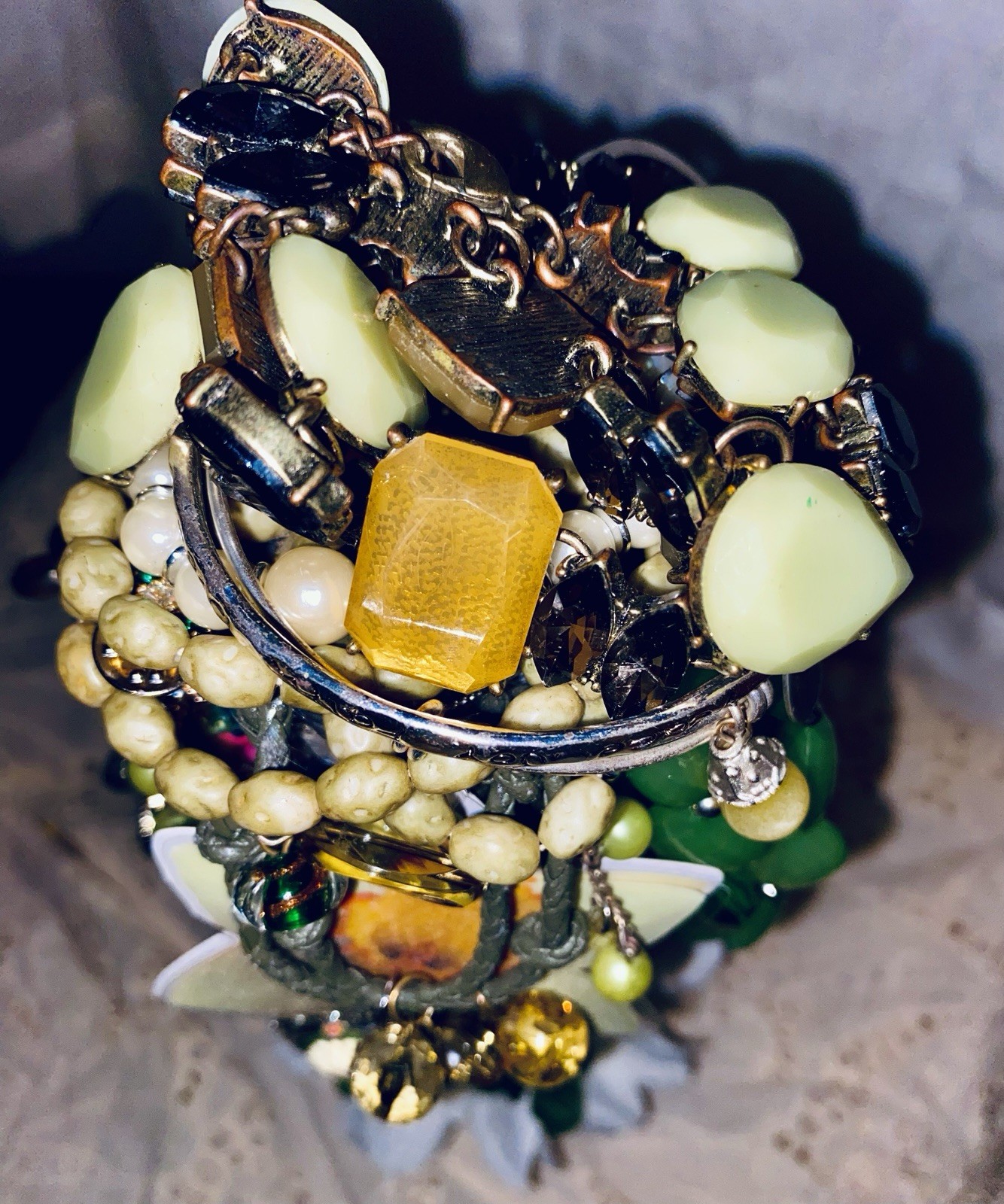 💚Enchanted Green Forest Whimsical Mystery Jewelry Jar – All Wearable pieces🌿💚