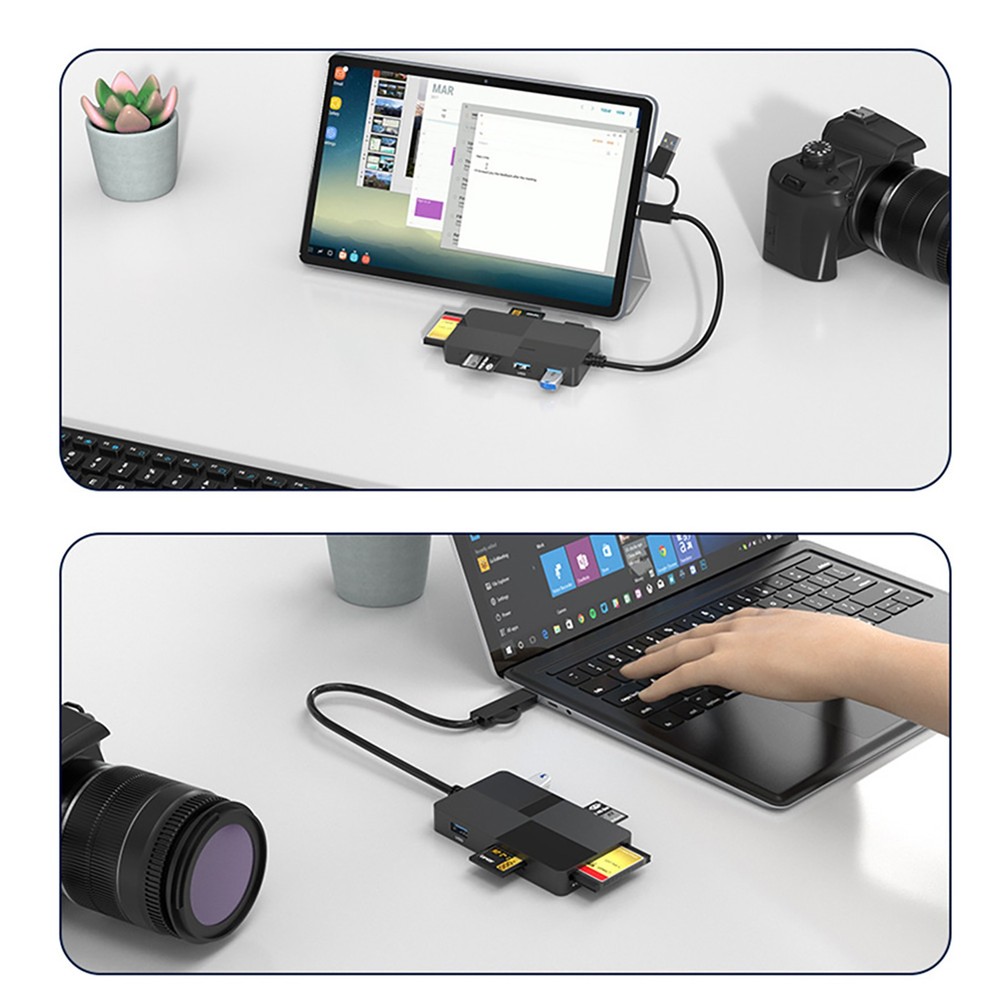 8-IN-1 USB 3.0 Type-C USB Smart Memory Card Reader High-Speed Adapter Accessory