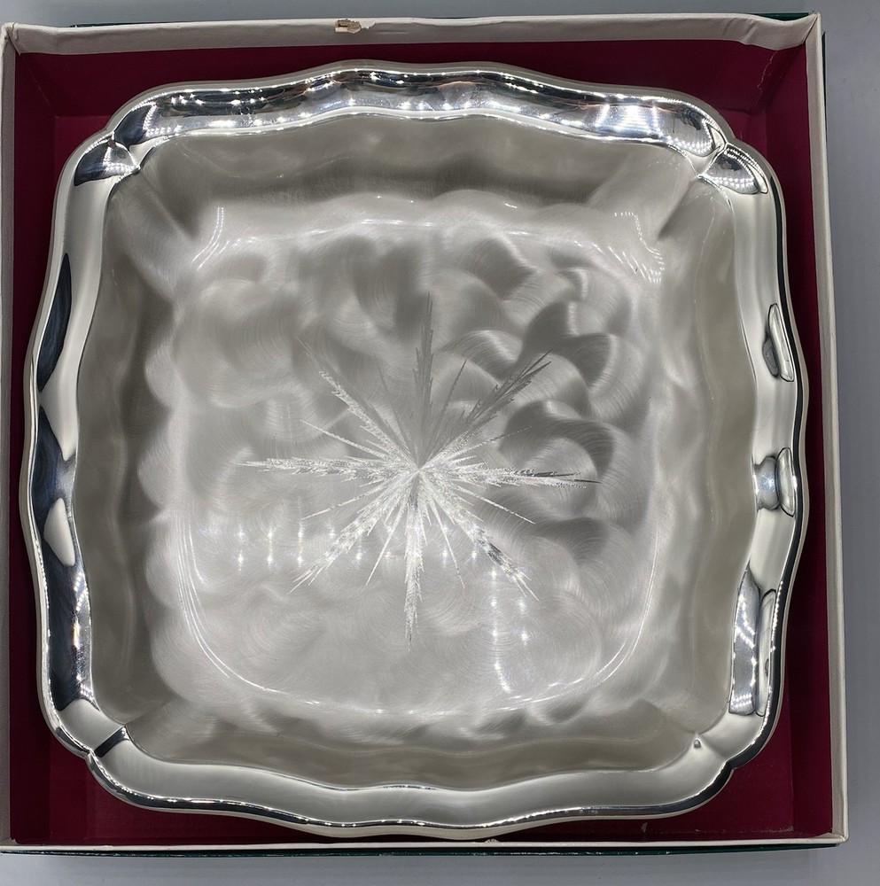 Vintage WMF IKORA Silver Plate Dish Footed Starburst Pattern #6532 1972 IN BOX