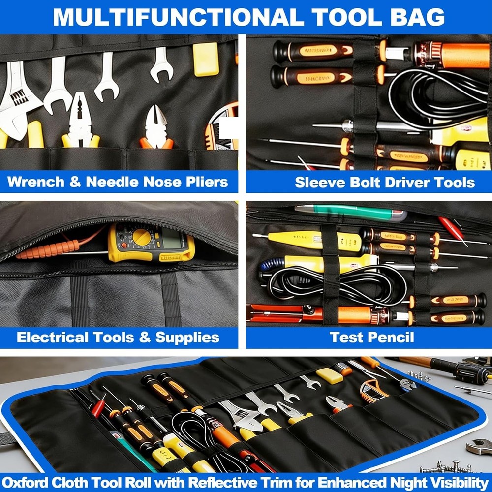 Tool Roll Bag Organizer Portable Tool Storage Compact Mechanic Handyman Bag