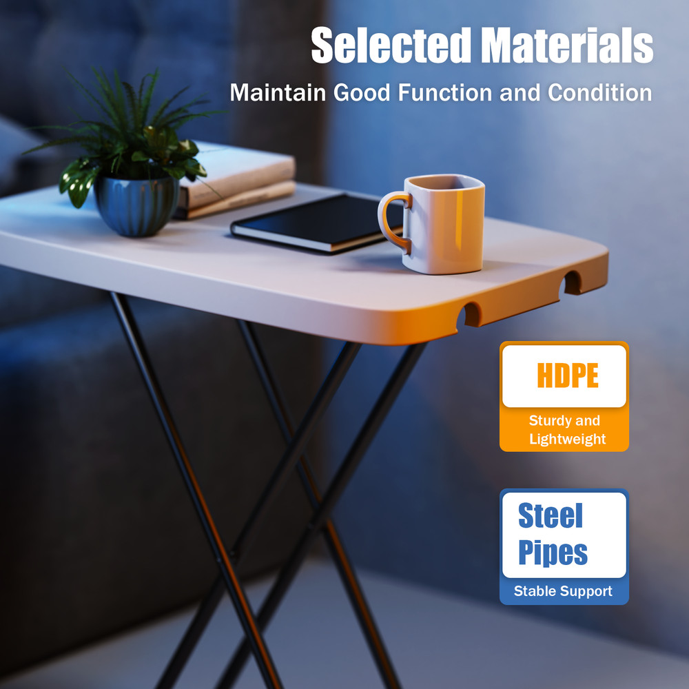 20x30" White Folding Table Portable and Adjustable Small Table