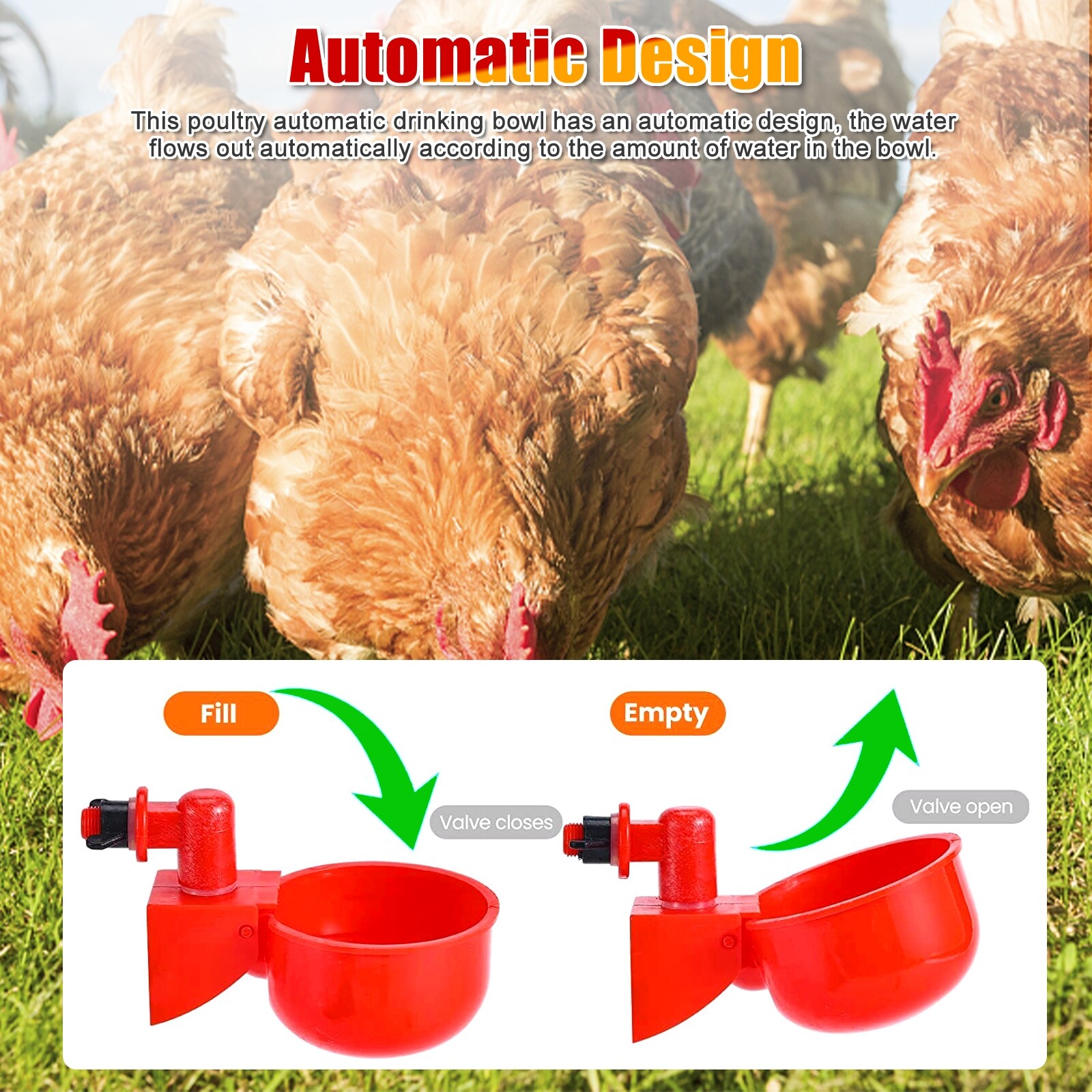 12PCS Chicken Automatic Watering Cups Drinker Waterer for Duck Quail Hen Poultry
