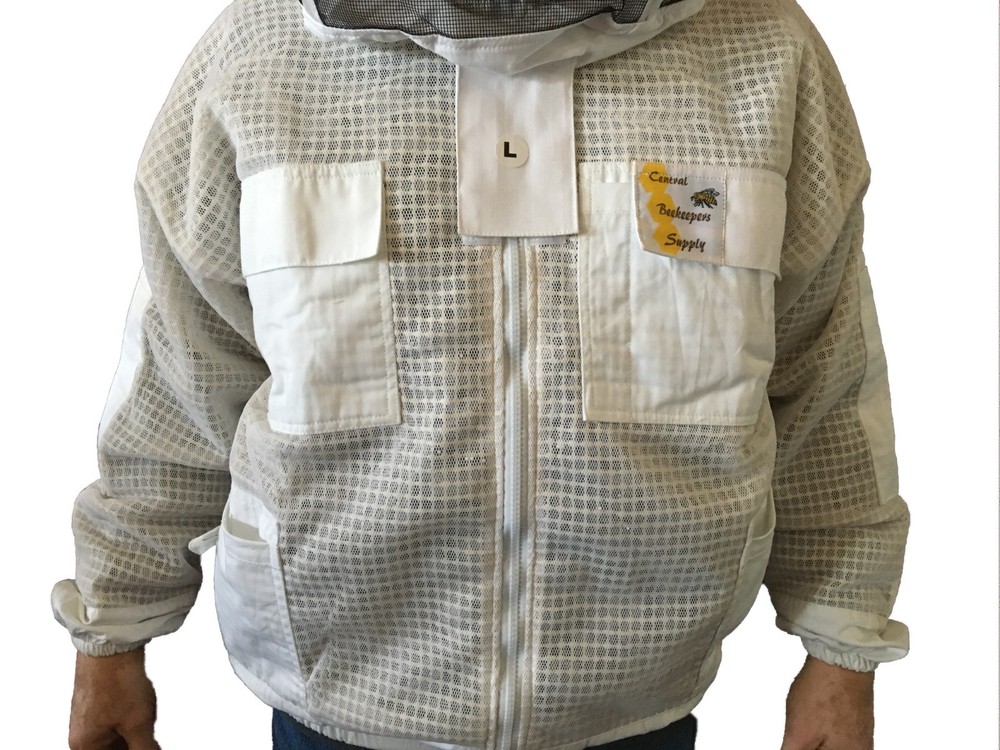 3 Layer Ventilated Beekeeping Protective Jacket with Veil that unzips at face