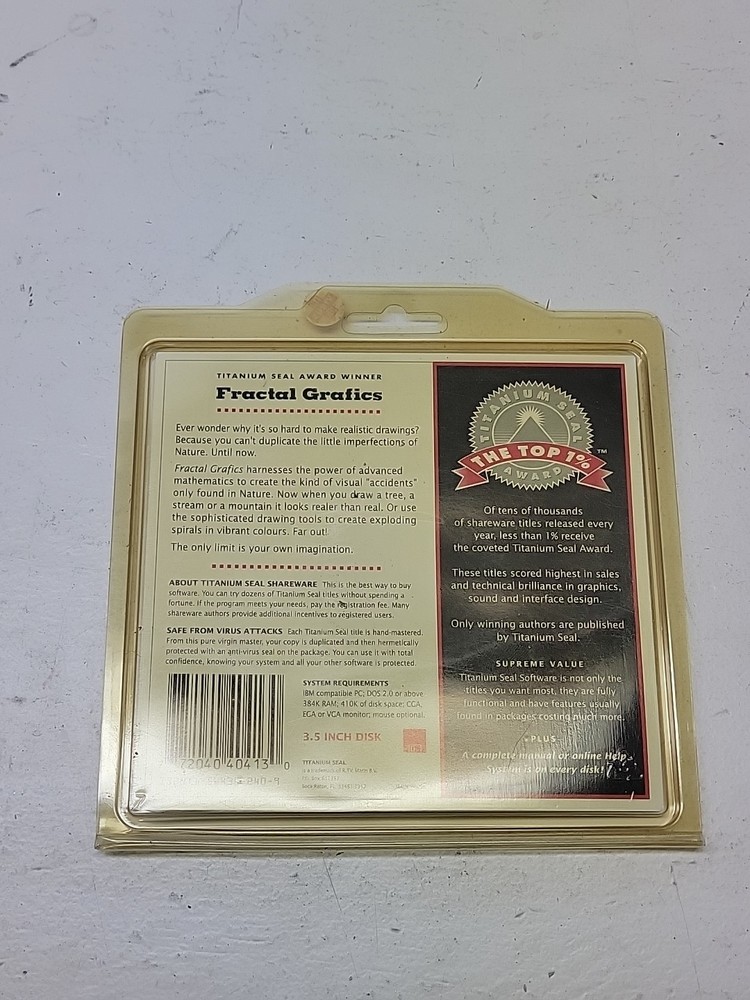 Fractal Paint Graphics Software IBM DOS 2.0 3.5" Floppy Disc