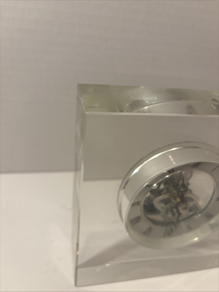 Skeleton Desk Mantel Clock Heavy Glass Casing