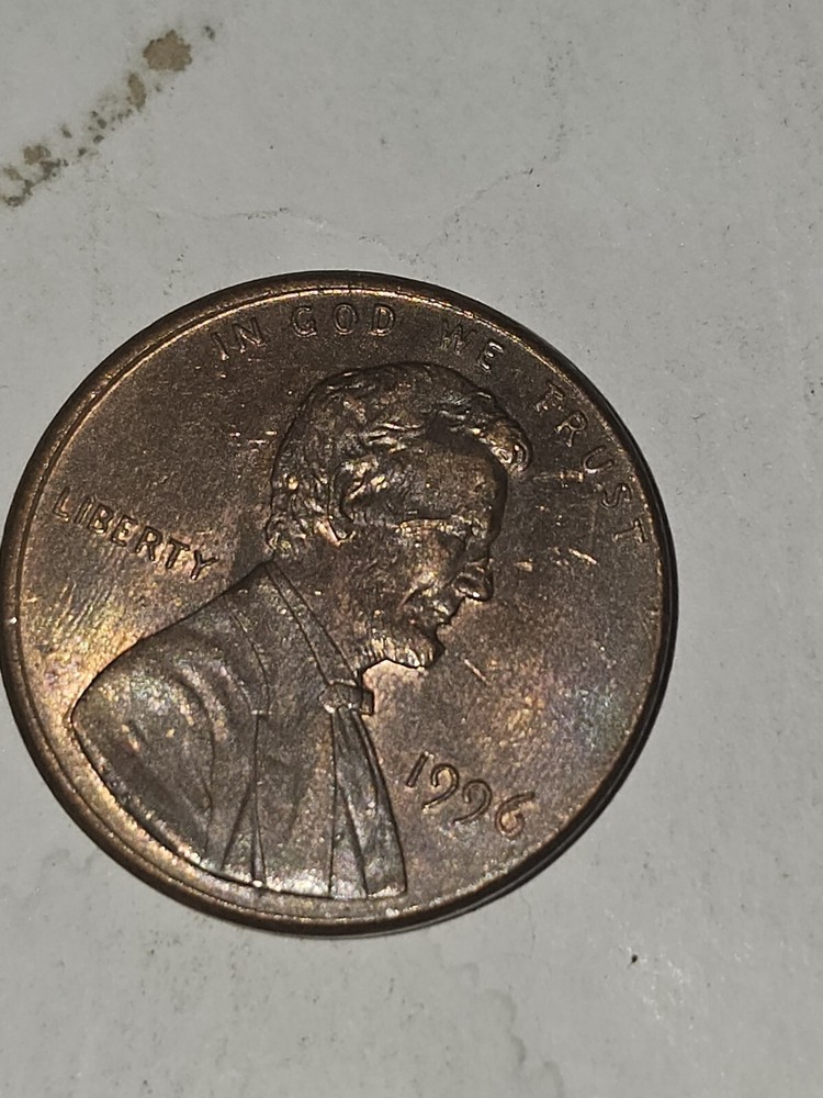 1996p Lincoln Cent With Die Crack On Reverse