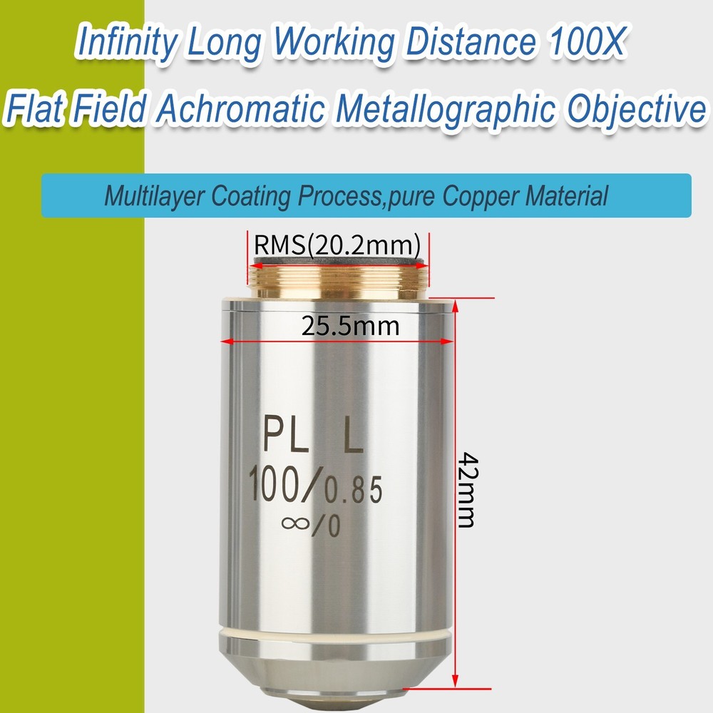 KOPPACE 100X Infinity Achromatic Metallographic Objective, 20.2mm IF