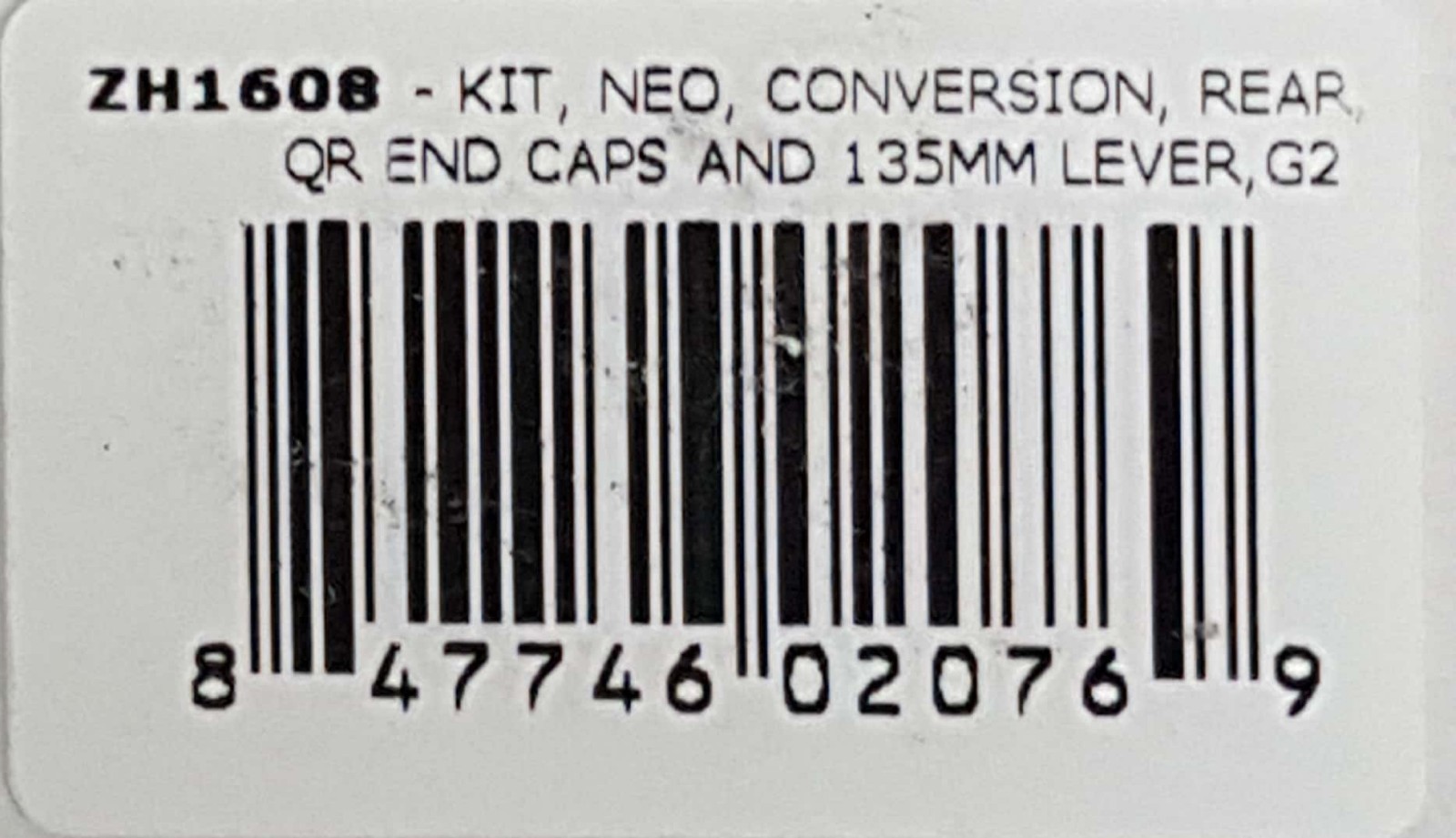 NEW Stans ZH1608 Neo, Conversion, Rear, QR End Caps & 135MM Lever , G2 Kit
