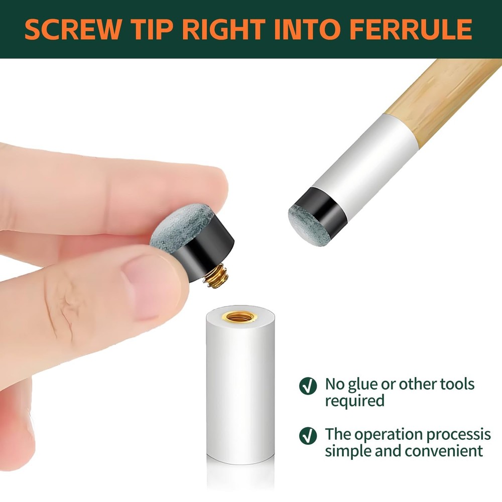 uadbau Pool Cue Tips Replacement Kit - Screw On Stick Tips, Blue/White