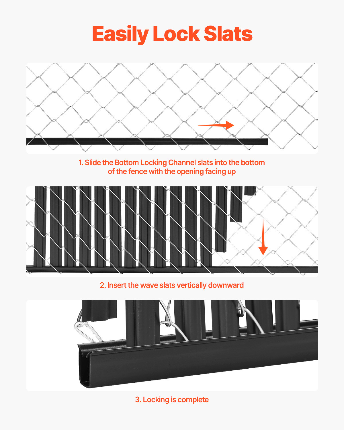 Chain Link Fence Privacy Slats Double-Wall with Wings for 6' High Fence Black