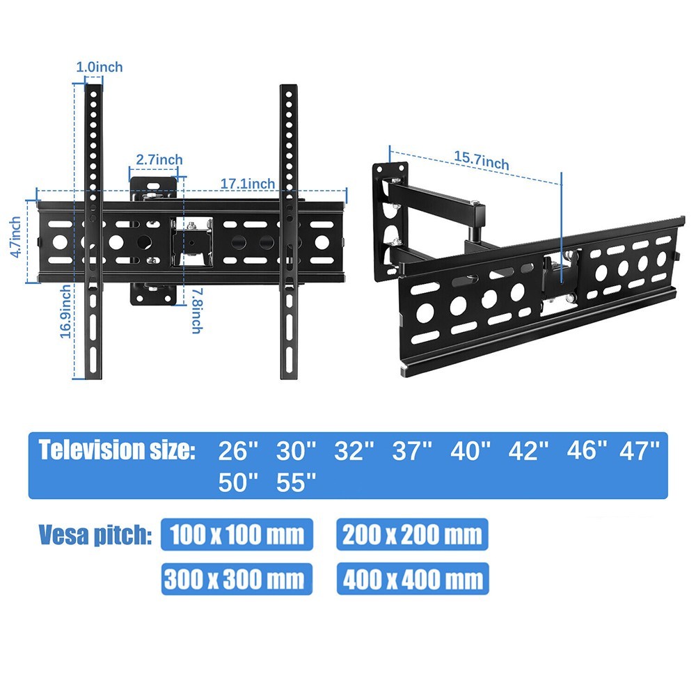 Full Motion Extended TV Wall Mount Stretch Rotating Fits 26-55in