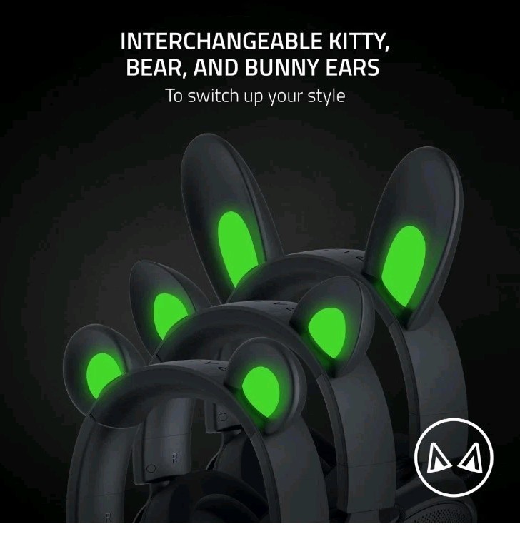 Razer Kraken Kitty V2 Pro Wired RGB Headset: Interchangeable Ears (Kitty, Bear,
