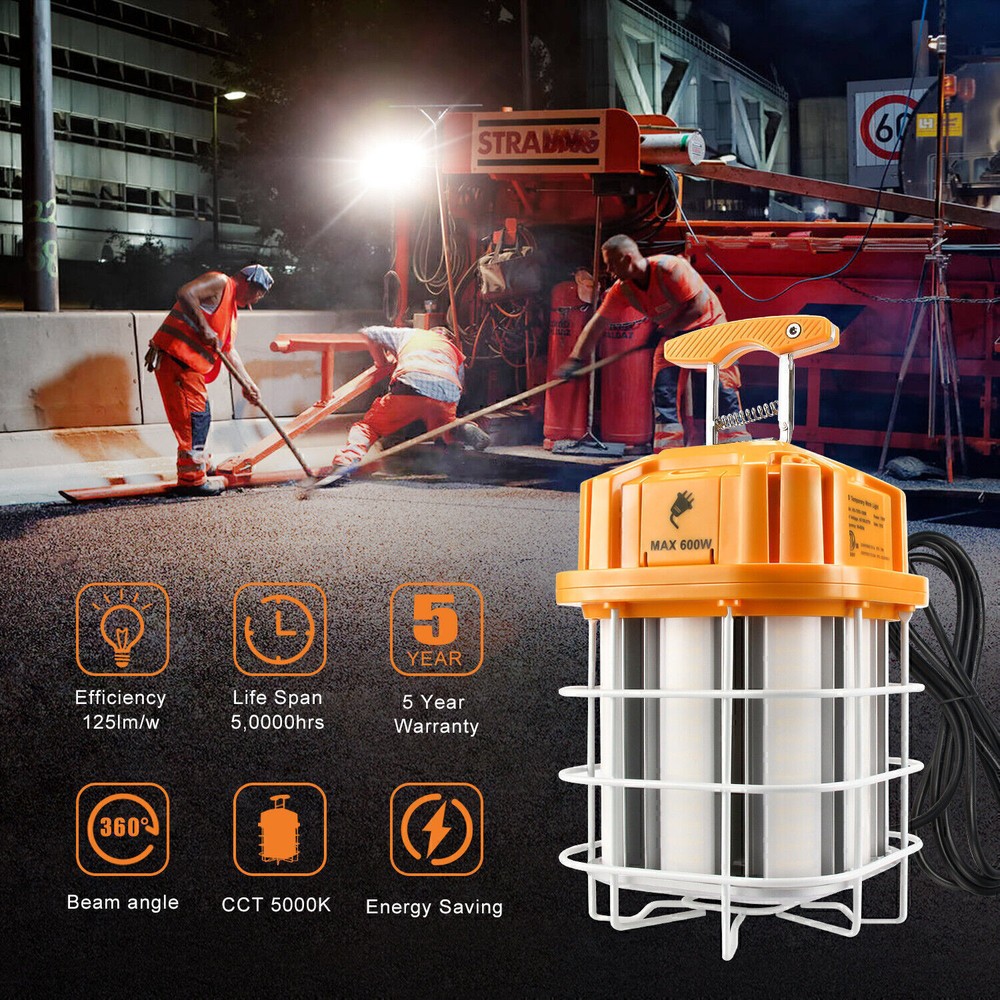 100W LED Temporary Work Light Linkable Construction Jobsite Hanging Lamp 5000K