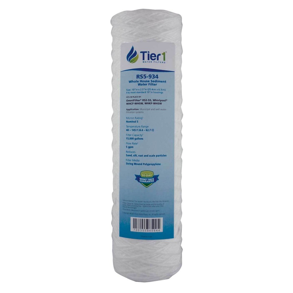 10 x 2.5 Inch 5 Micron String Wound Polypropylene Sediment Water Filter
