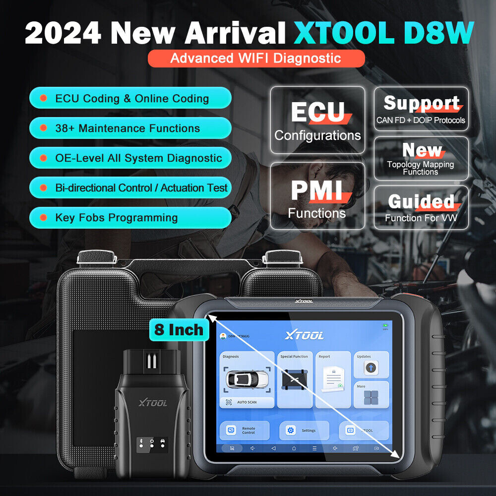 XTOOL USED D8W Wireless Auto Full System Diagnostic Scanner Topology Mapping