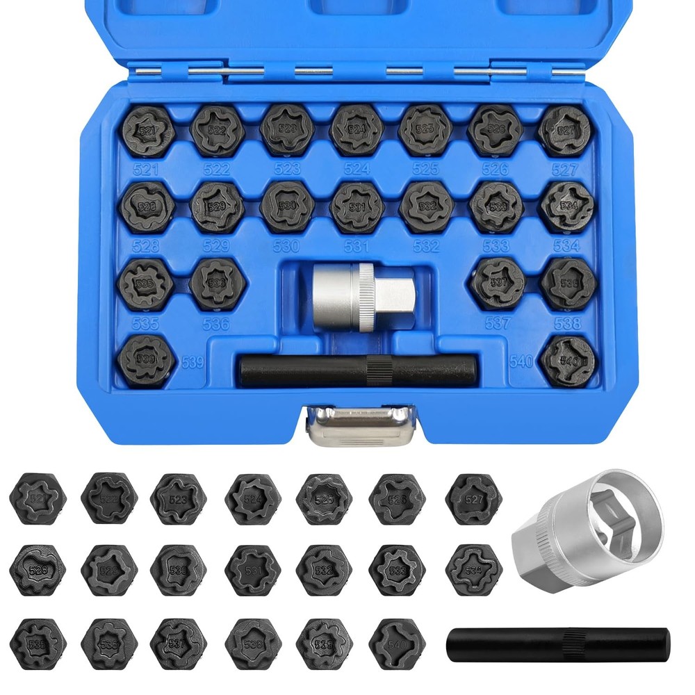 JEUCLEL 22PCS Wheel Locking Nut Key Kit 22 pieces, 22Pc Socket Set