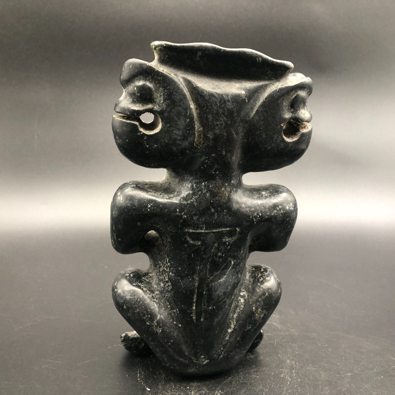 Old HongShan Culture Meteorite Jade Hand-Carved Sun God Helios Statue