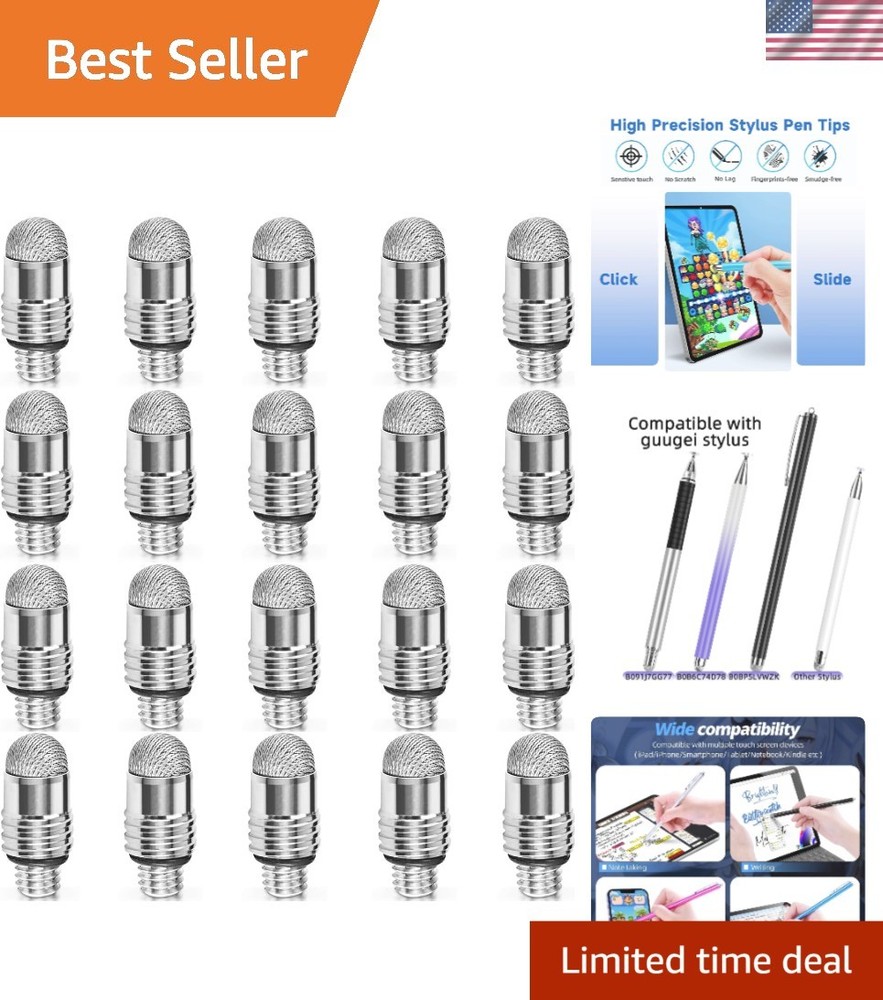 High Precision Stylus Fiber Tips - 10 Pack Non-Scratch & Compatible with Tablets