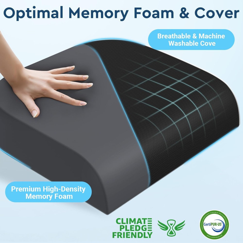 Large Memory Foam Seat Cushion for Office Chair Sciatica Relief