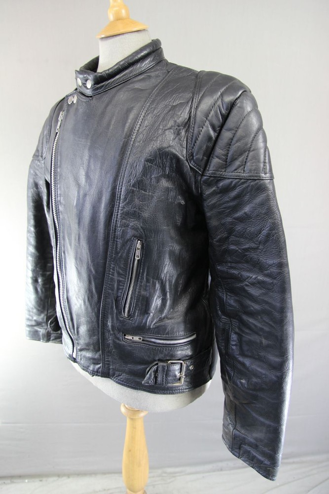 CLASSIC WADDINGTON BLACK LEATHER BIKER JACKET 40 INCH