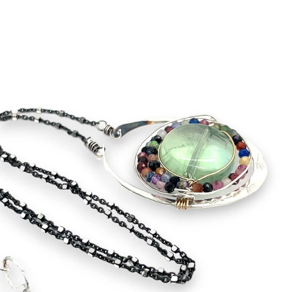 Fluorite Mixed Gemstone Pendant Necklace