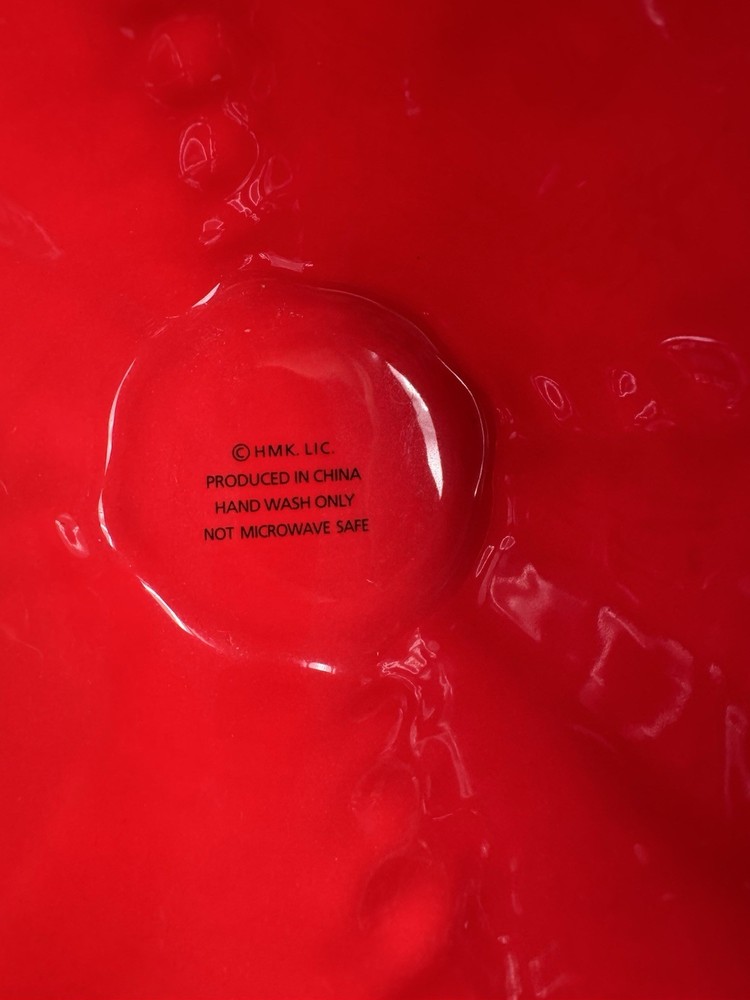 12” Hallmark serving tray w-attached sweater bowl in Center for dip/ Red & White