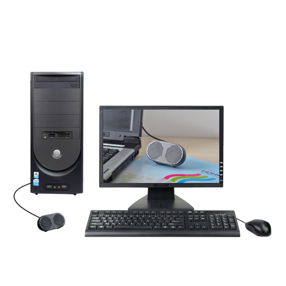 HONKYOB USB Mini Speaker Computer Powered Stereo H002, Black