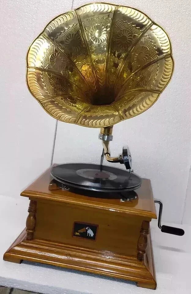 Handicrafts HMV Fully Functional Gramophone Working Replica Vinyl Player Drawer