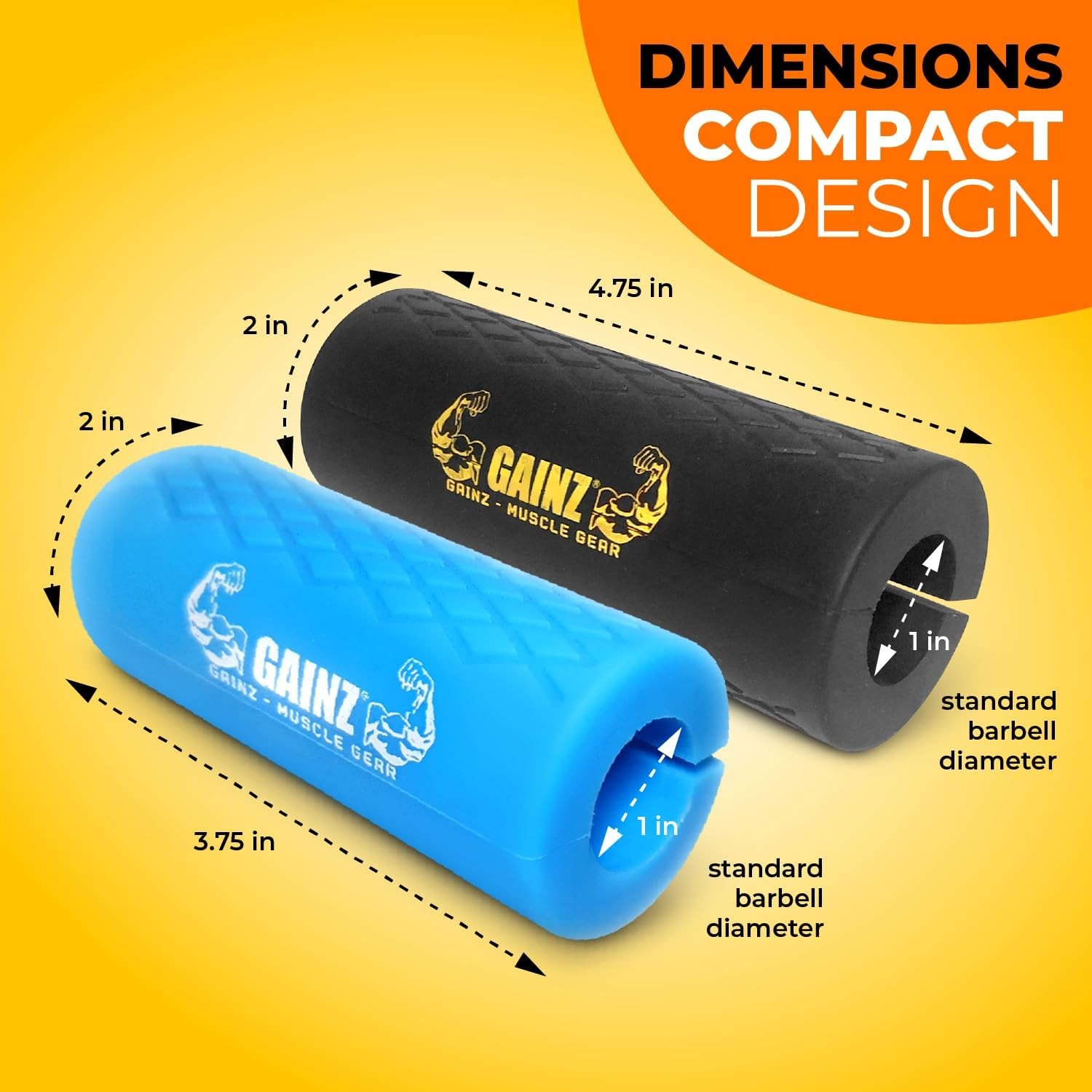 Gainz Thick Grips Dumbell Barbell Weight Lifting Adapters for Fat Bar Grow Big