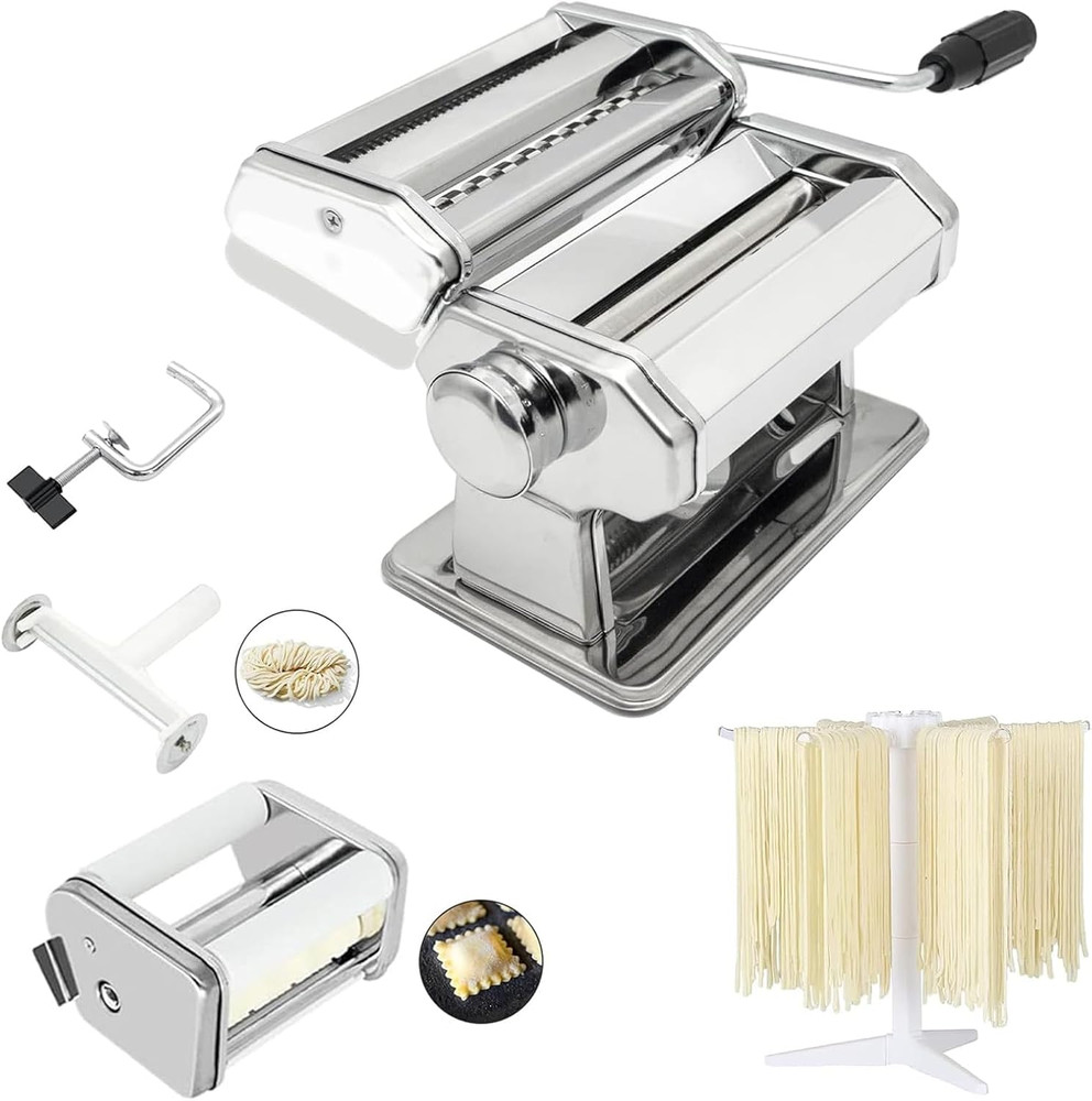 Pasta Maker Machine with 9 Adjustable Thickness Settings, 2 in 1 Noodle Maker In