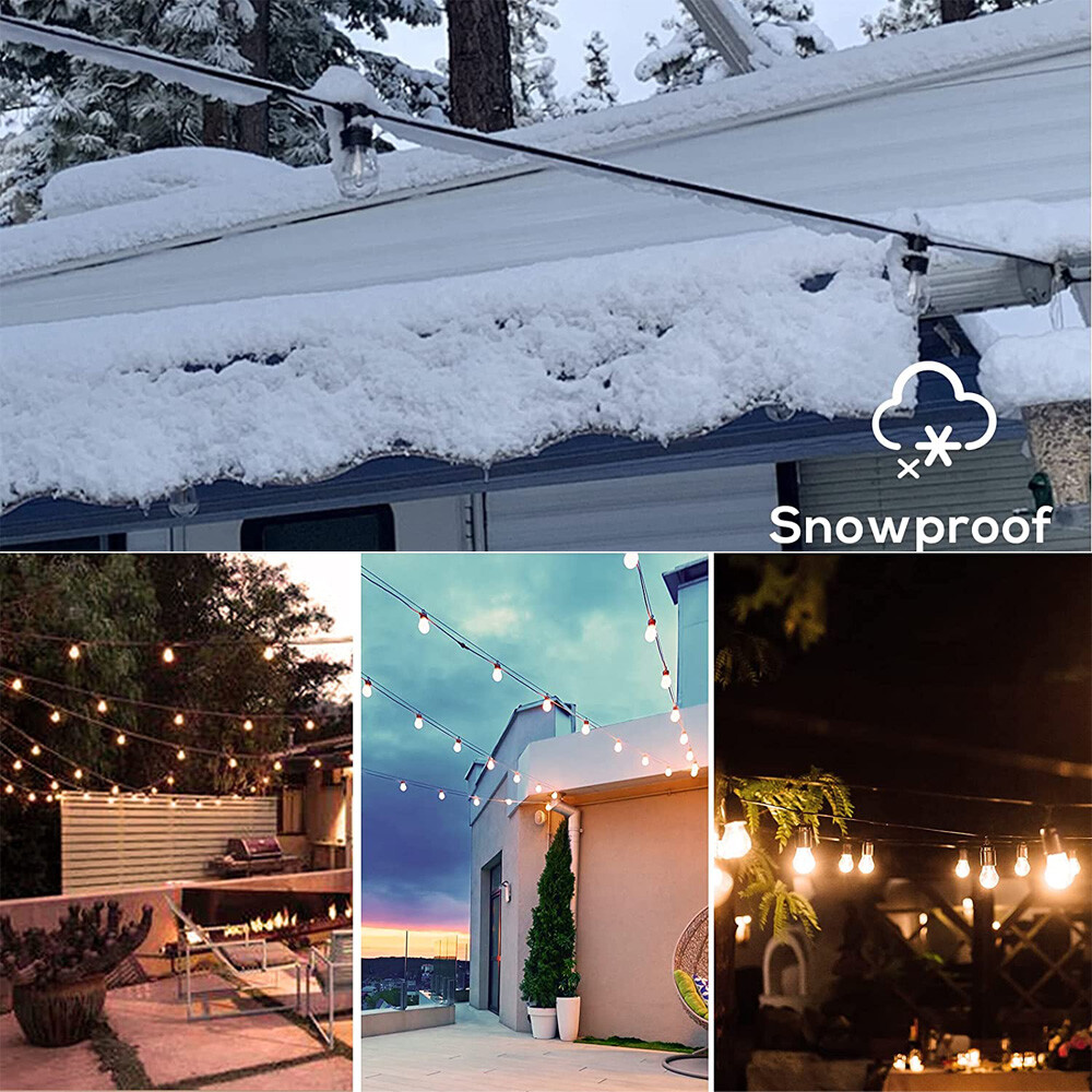 48FT Outdoor LED String Light IP65 S14 Edison Bulb Remote Dimmer Timer Garden US