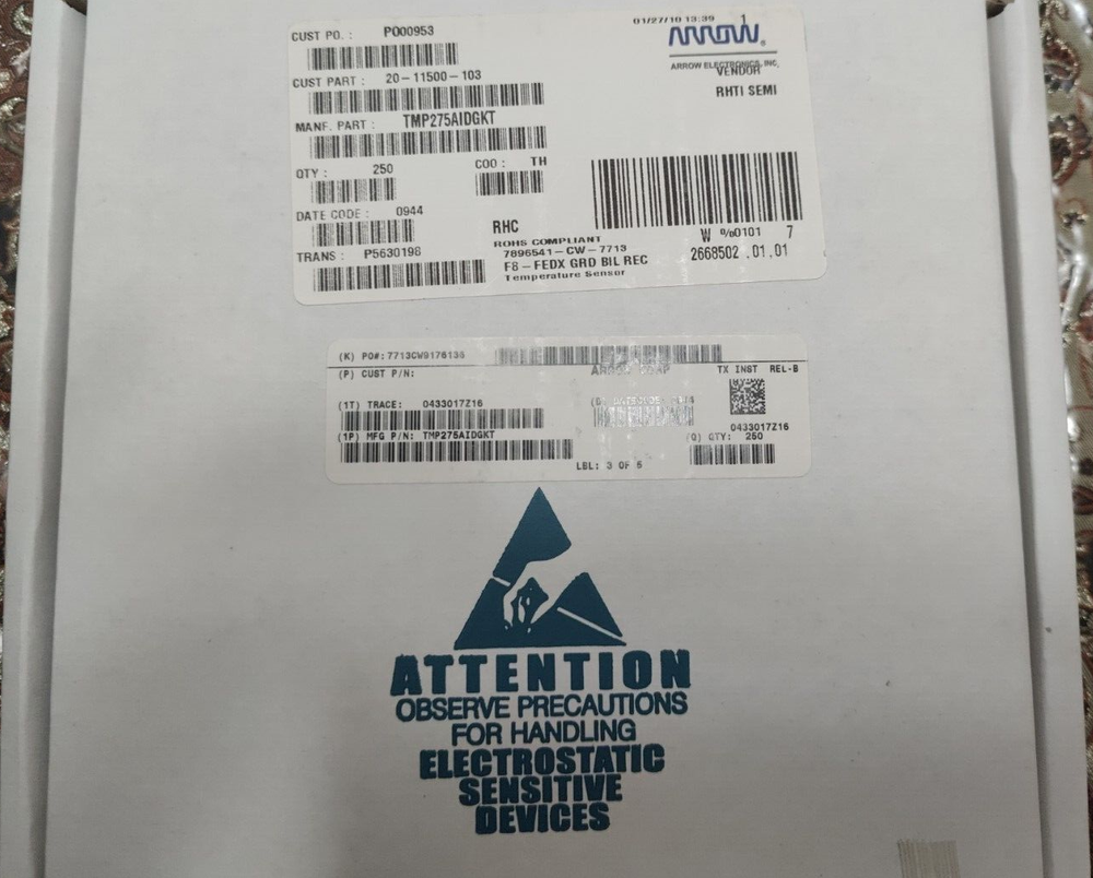 250x Texas Instrume TMP275AIDGKT Serial Switch/Digital Sensor, 12 Bit, 0.50Cel