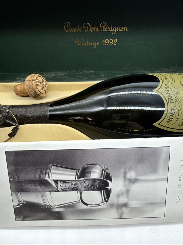 Cuvee Dom Perignon Vtg 1992 Empty Bottle + Cork + Case + Millennium Cork Book