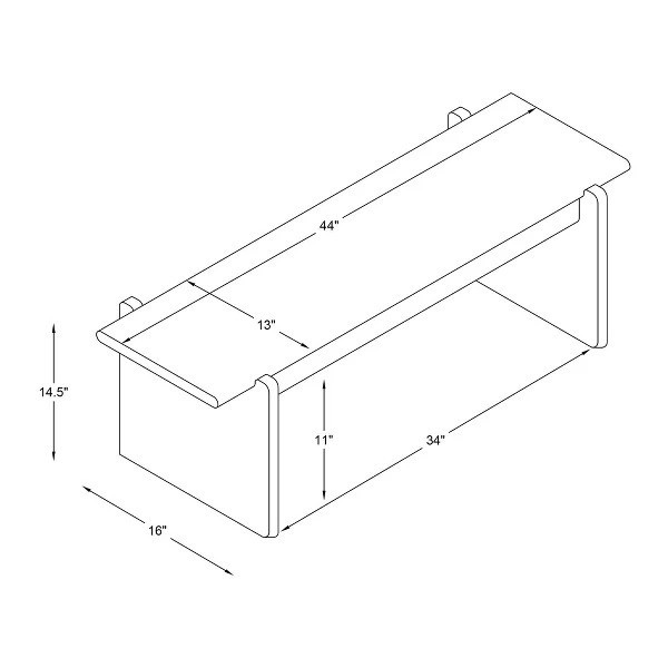 Dual Purpose 44" Bench / Coffee Table Rectangle Shape Plywood Frame