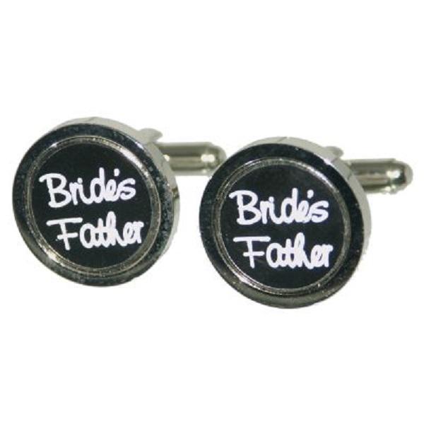 Round Black & Chrome Brides Father Cufflinks X2PSC057