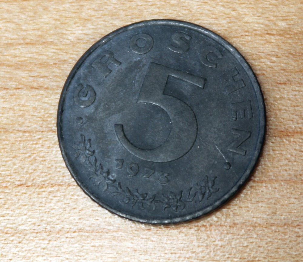 1973 Austria 5 Groschen Zinc